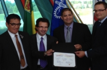 Left to Right: Morley Watson, Regina 2014 NAIG Host Society Co-Chair, Mayor Pat Fiacco, City of Regina, Federal Government, Provincial Government